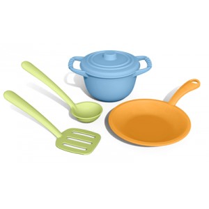 set de chef green en bidon de lait recyclé. Jouet alimentaire.